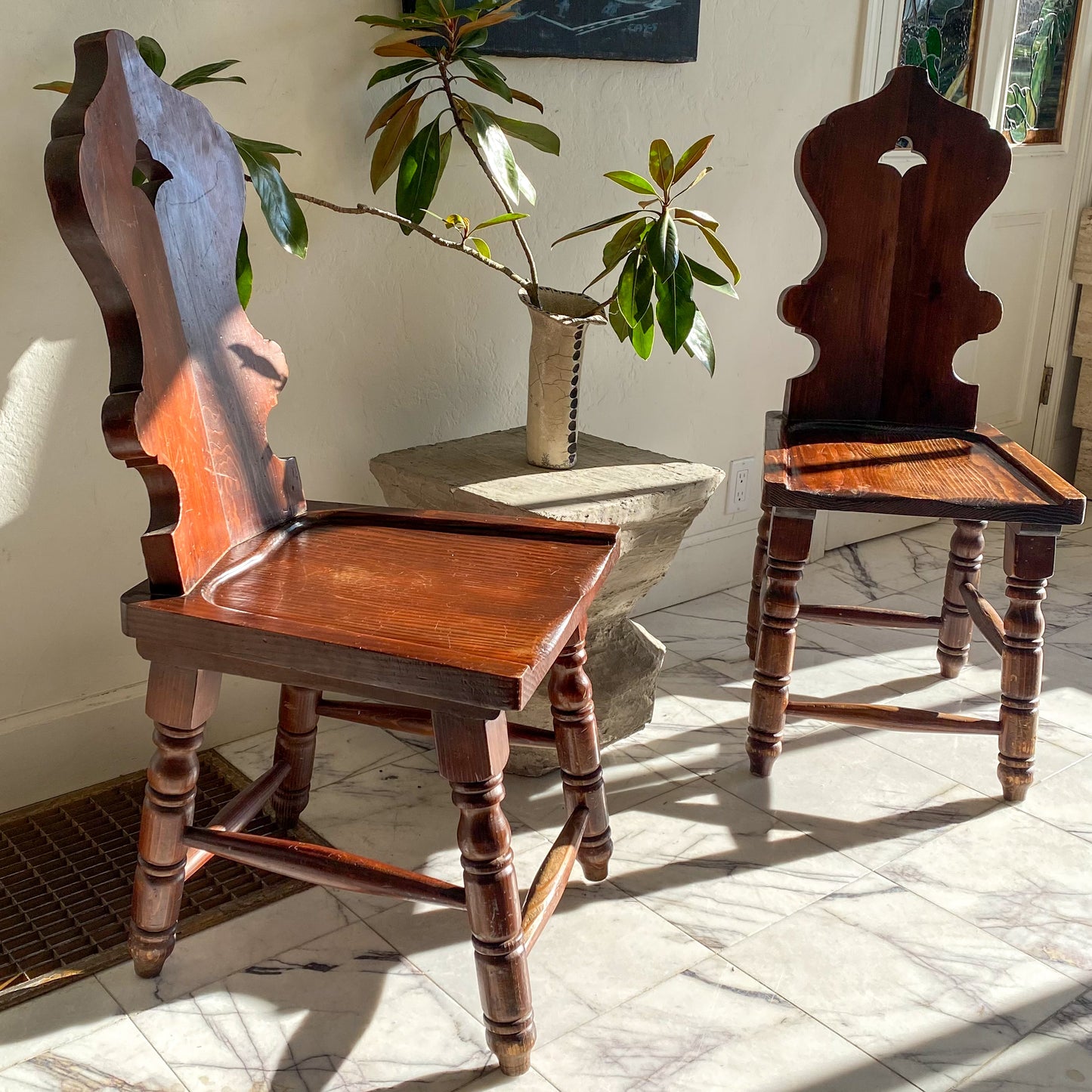 Redwood folk art chairs