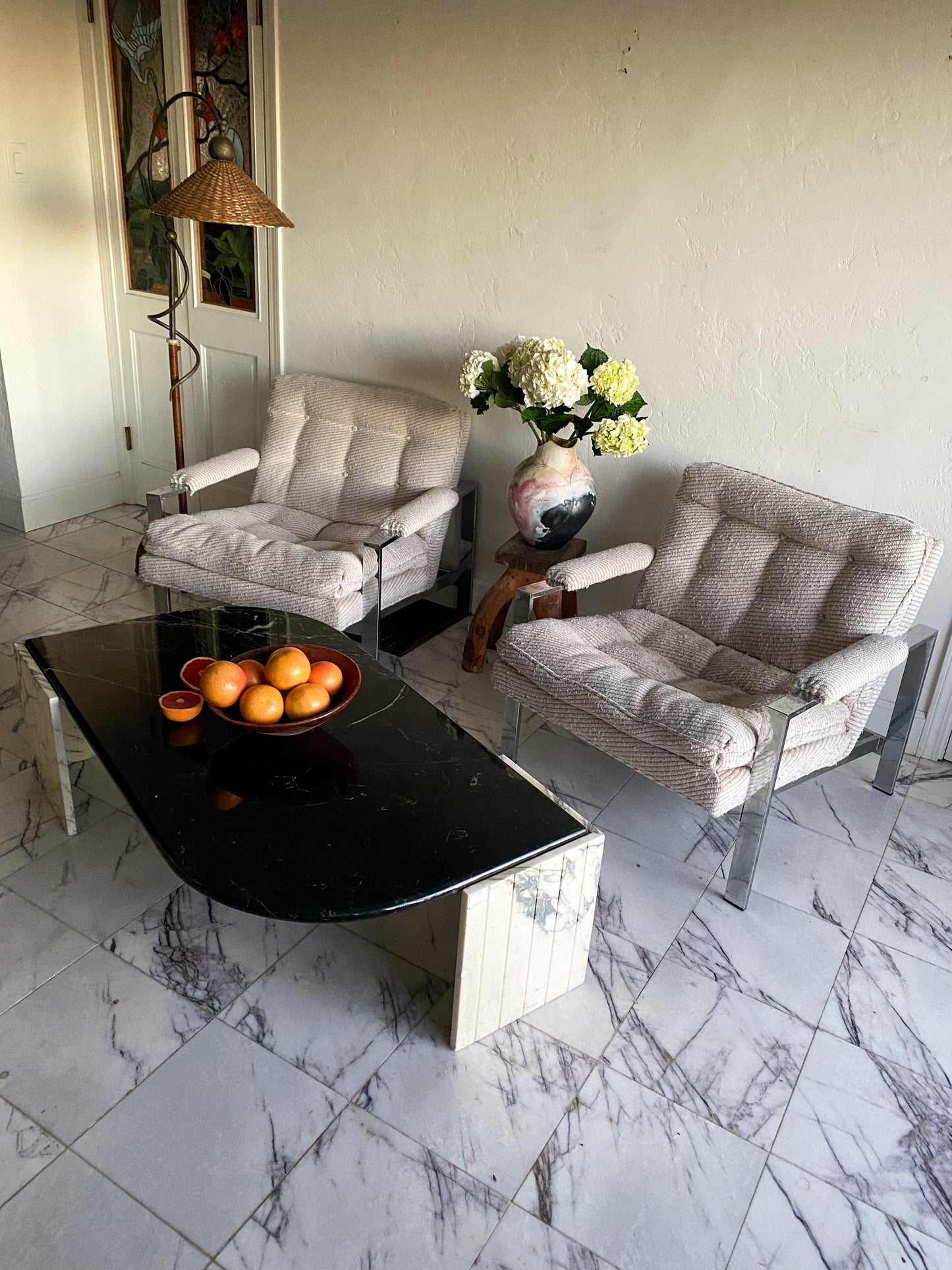 Italian marble eye shaped coffee table