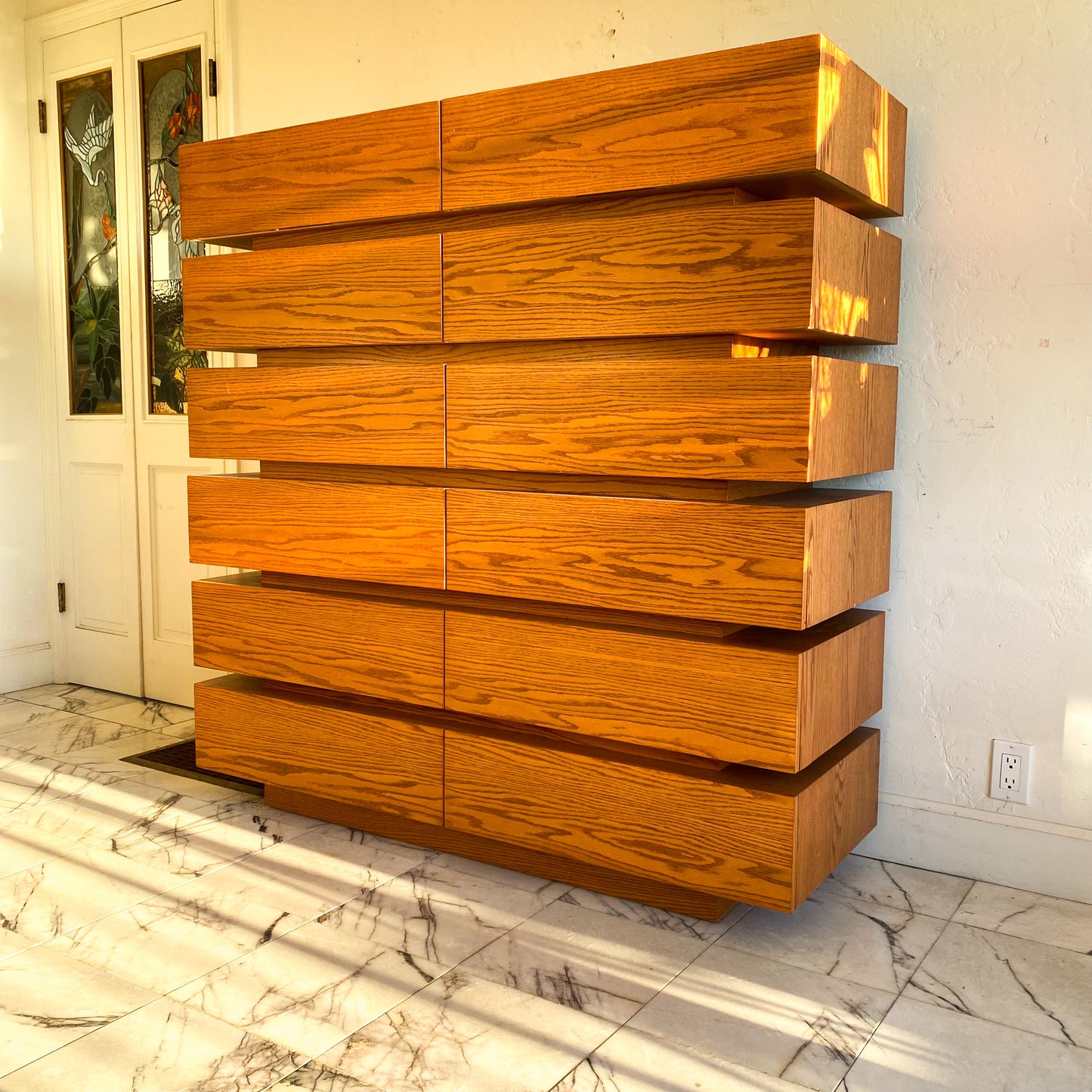 Stacked 80s oak dresser