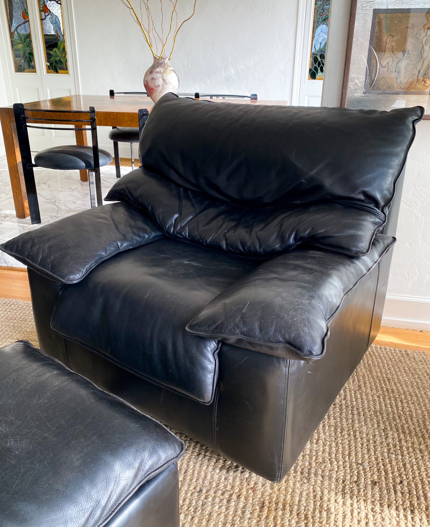 Italian pebbled leather chairs