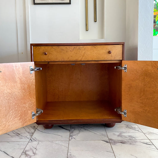 Amboyna burl cabinet, wrapped in rosewood