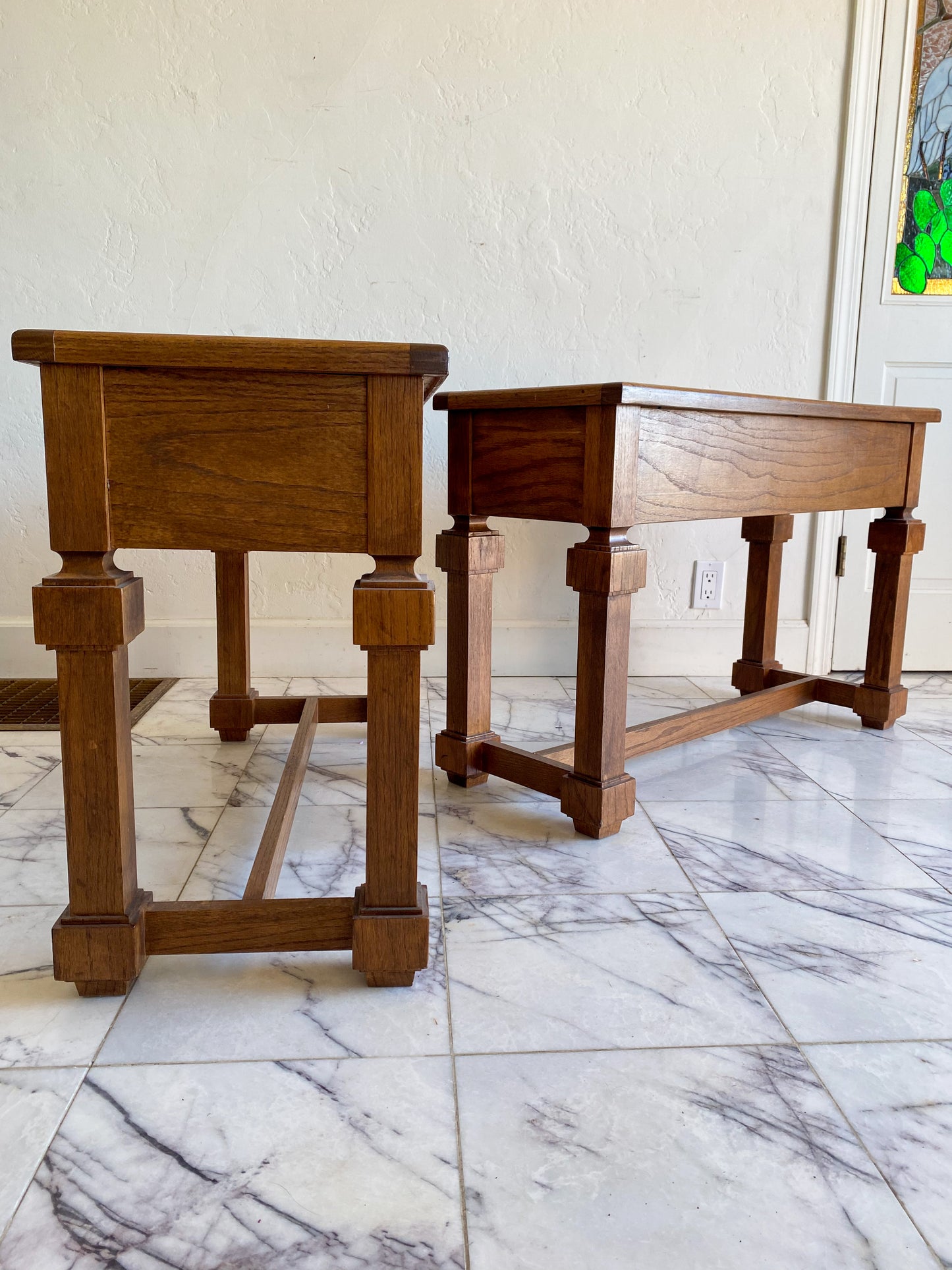 Chunky leg oak tables