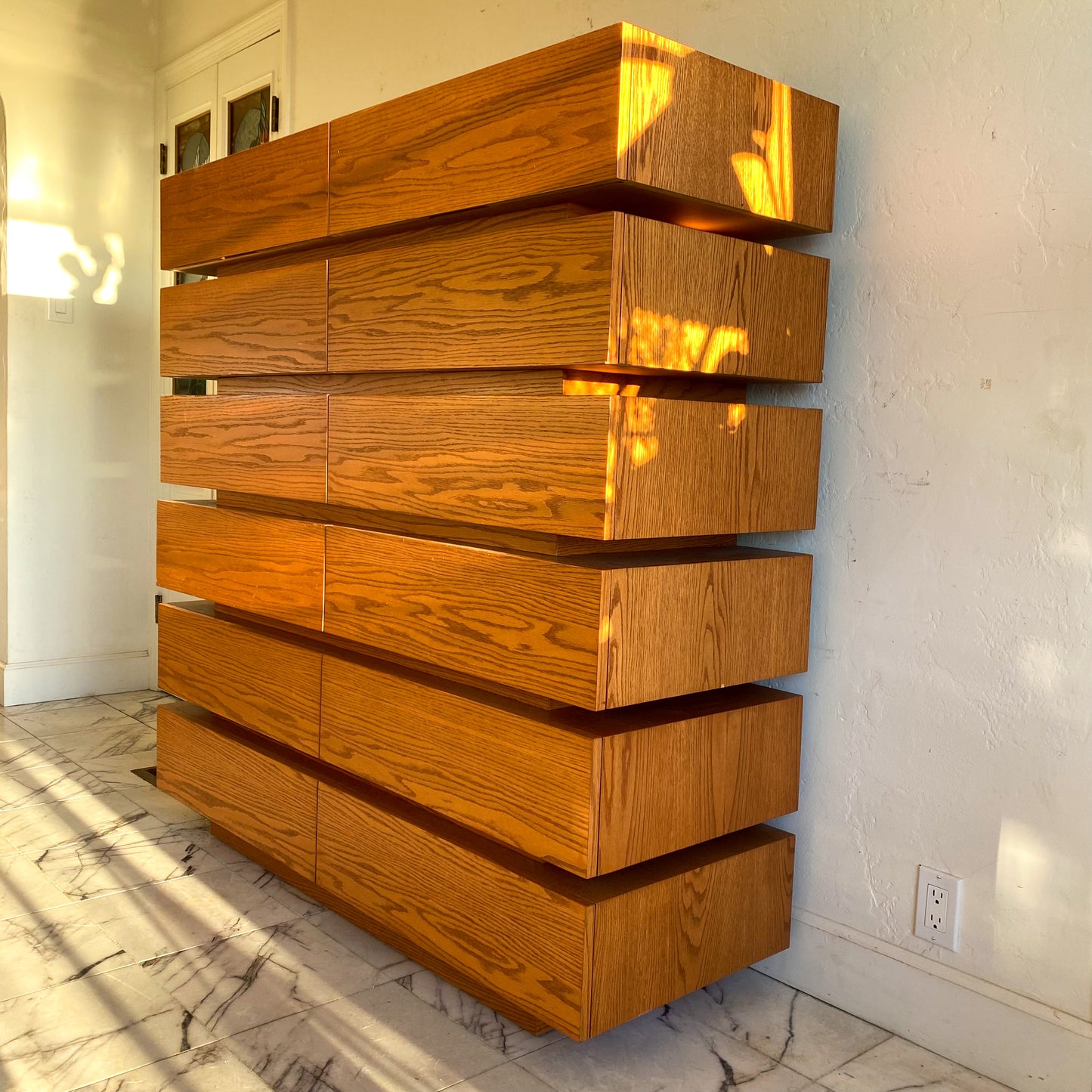 Stacked 80s oak dresser