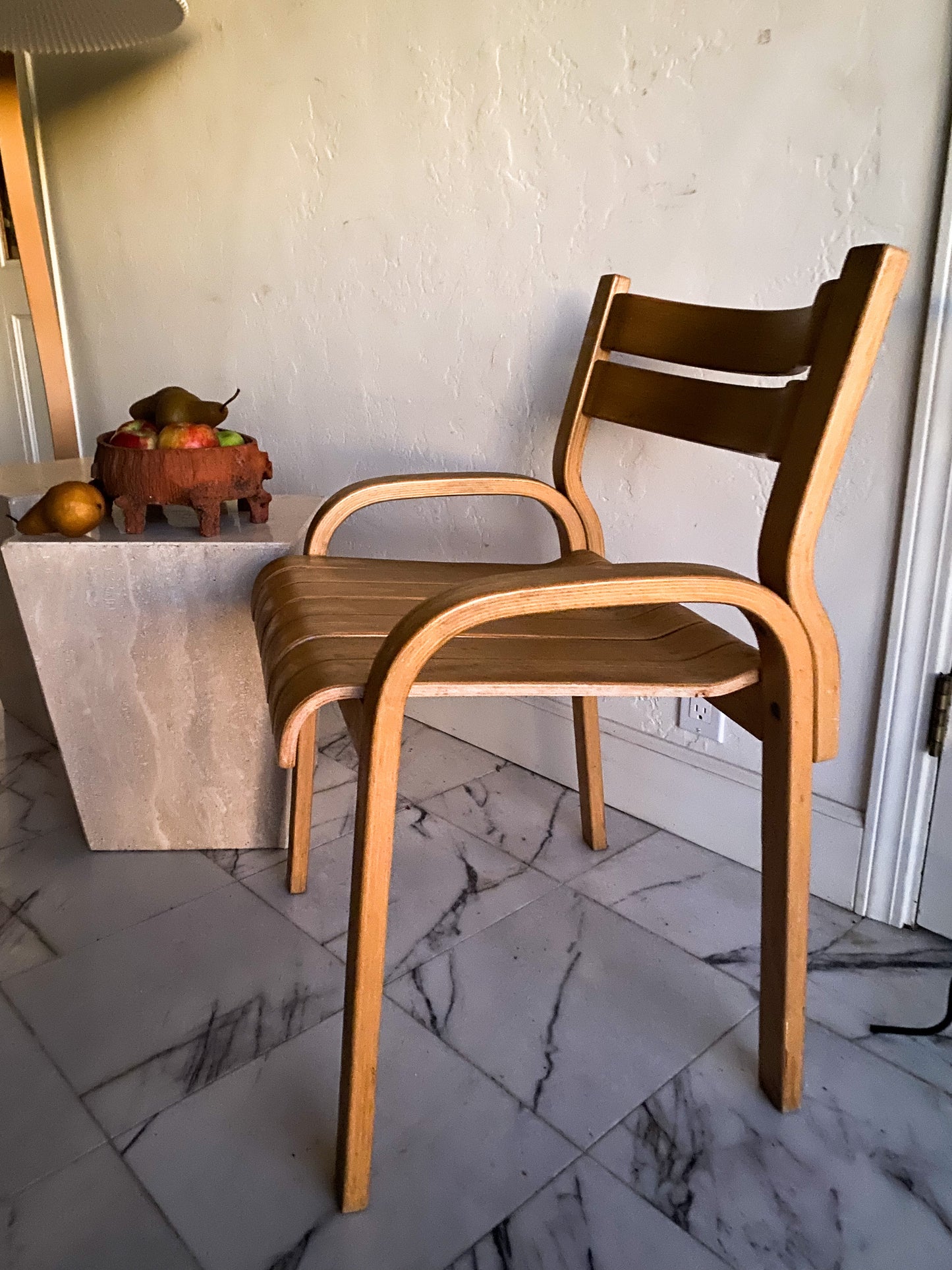 Travertine end tables