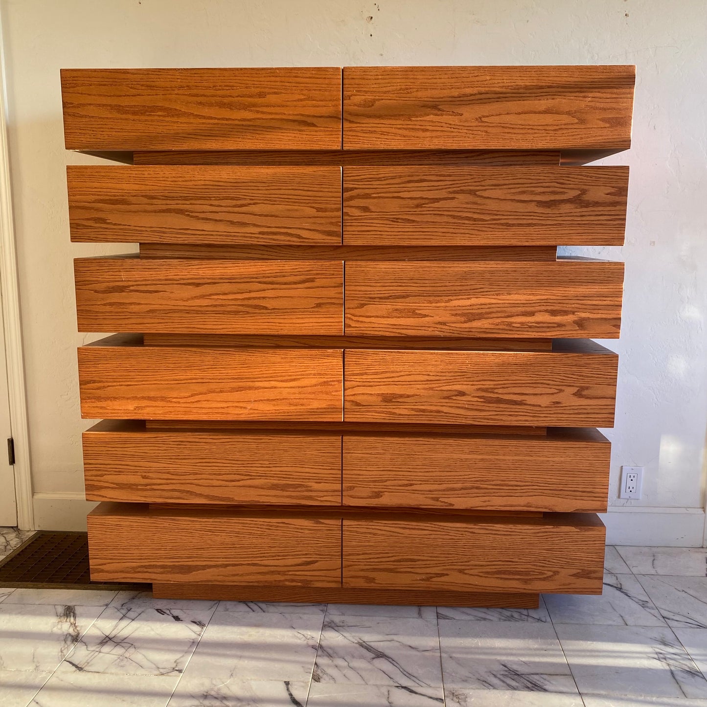 Stacked 80s oak dresser