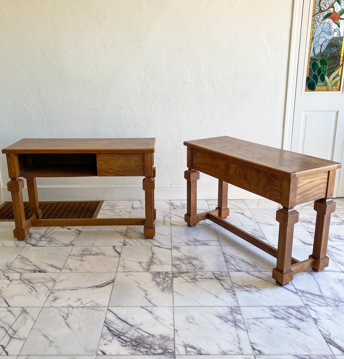 Chunky leg oak tables