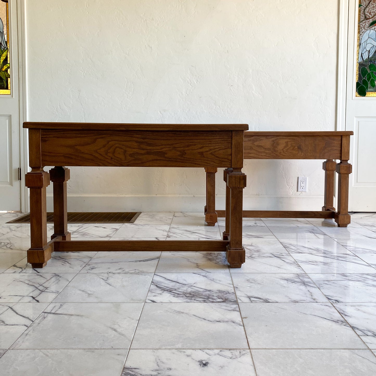 Chunky leg oak tables