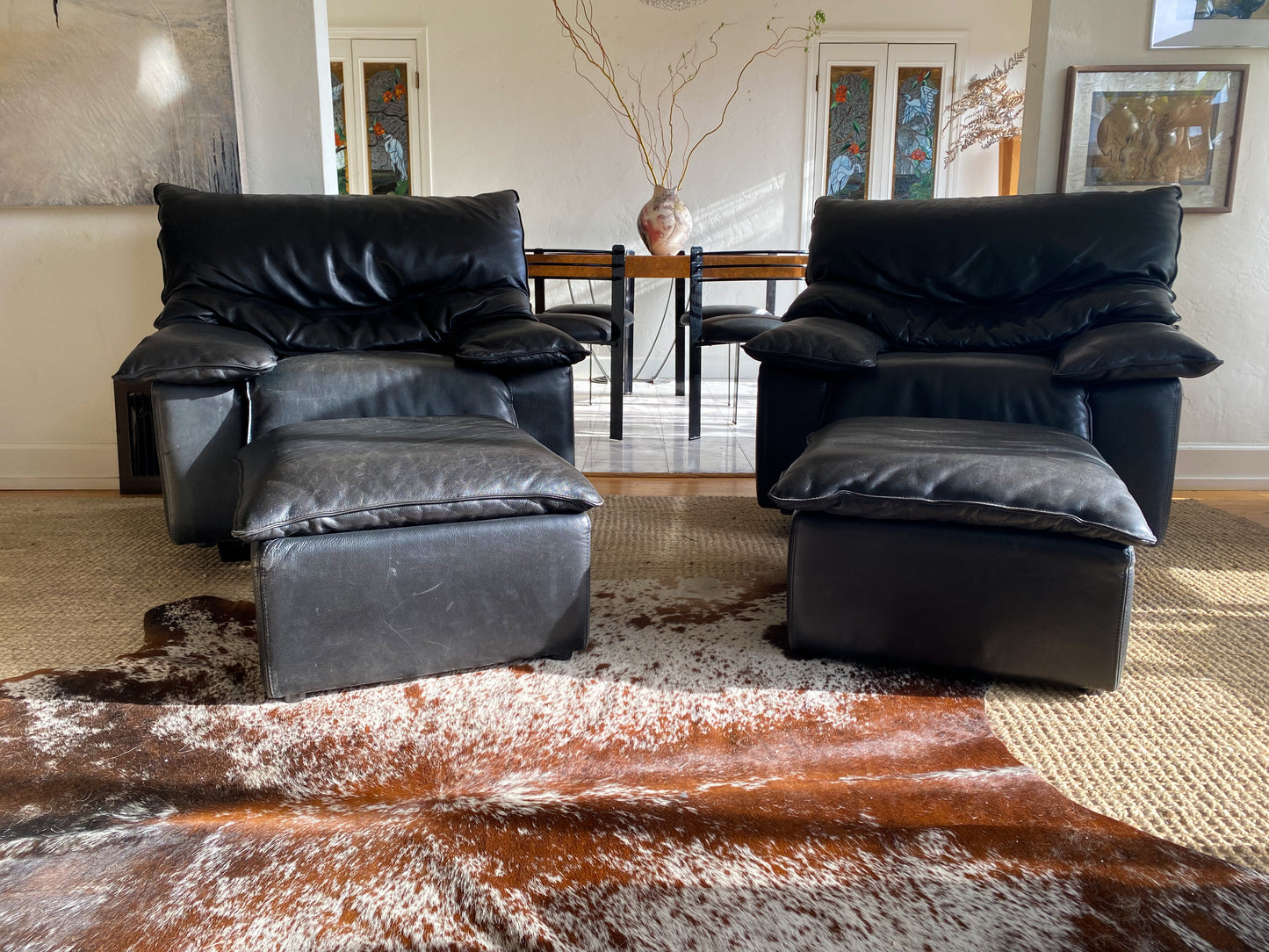 Italian pebbled leather chairs