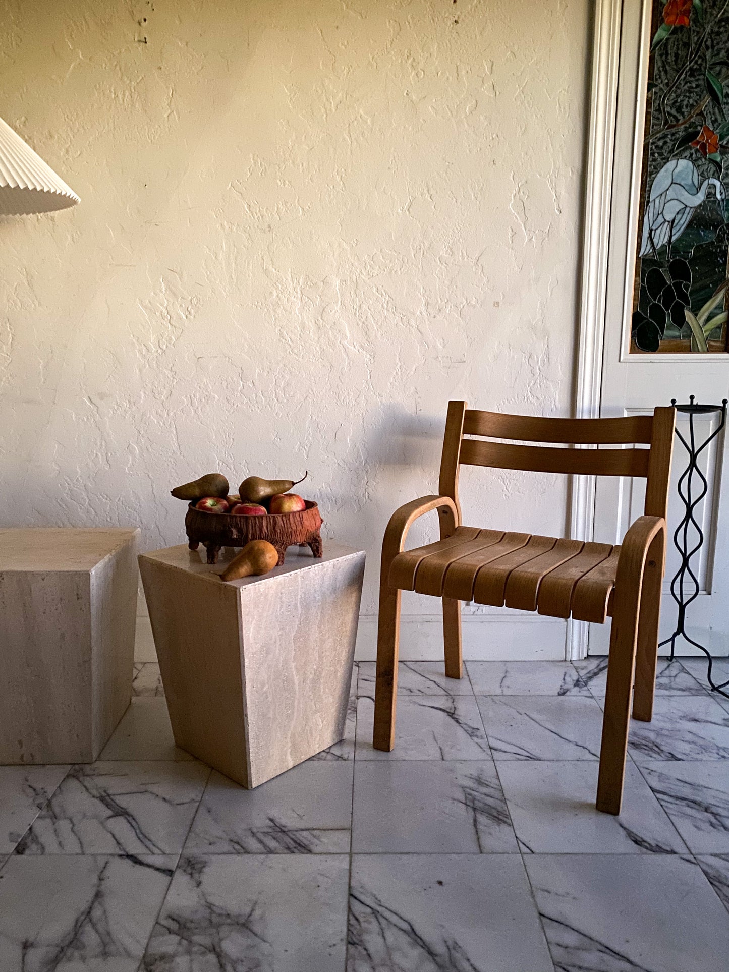 Travertine end tables