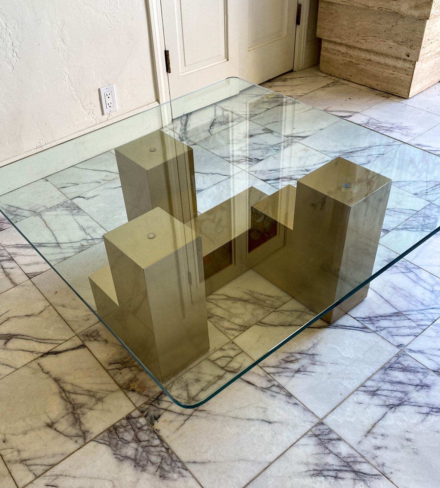 Paul Mayen cityscape brass coffee table