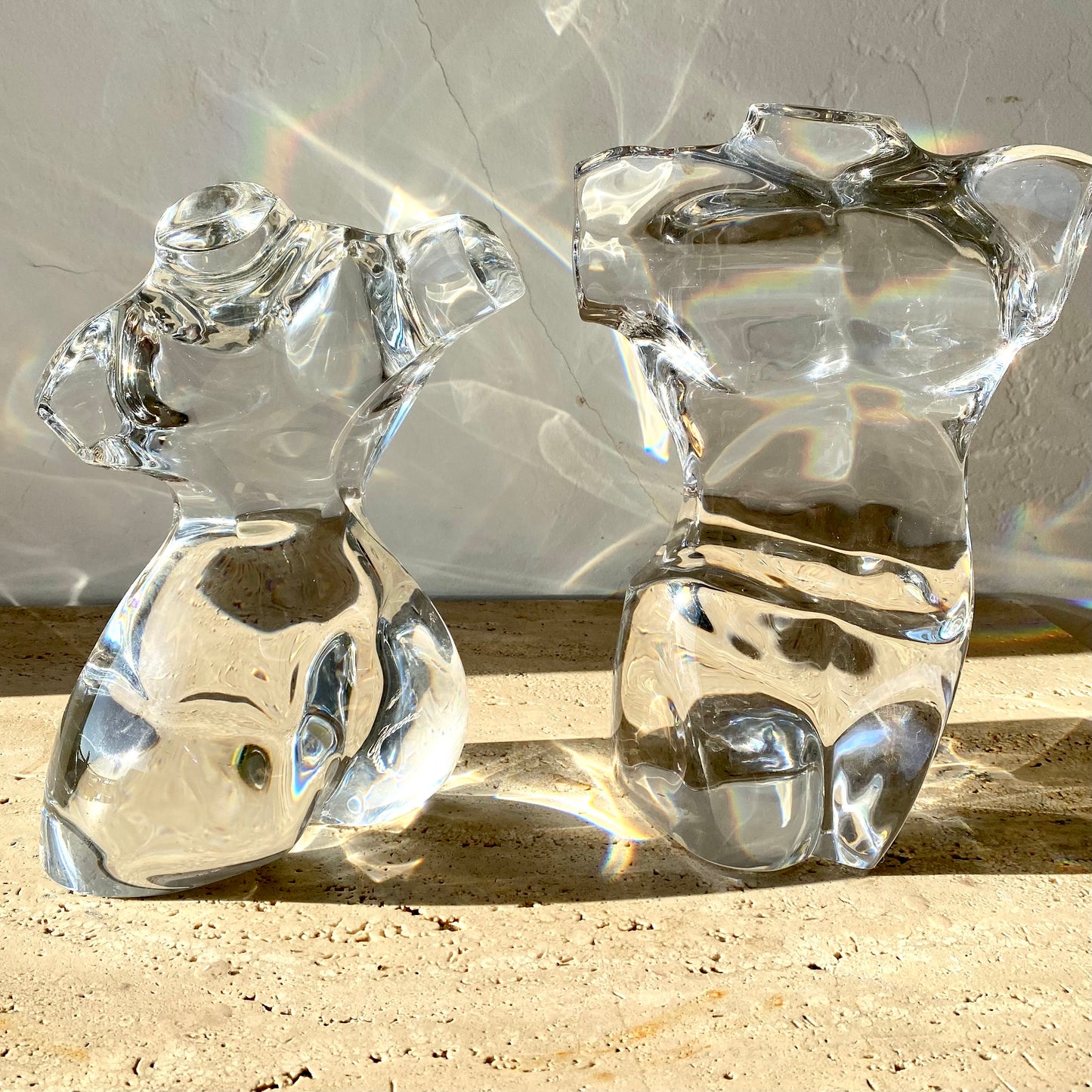 Baccarat Crystal Nude Torso Sculptures