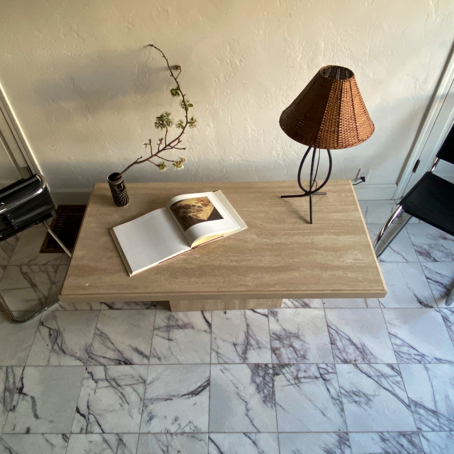 Travertine coffee table